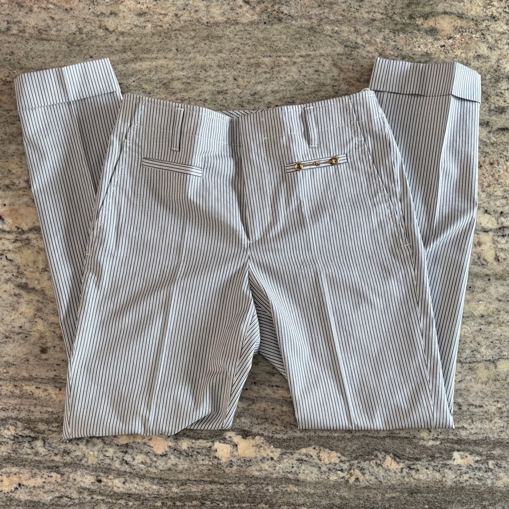 Pristine 🦢 Gucci Horse Bit Pinstripe High Waisted Dress Pants Sz 36